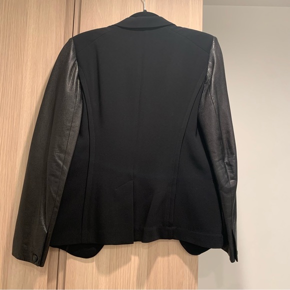 Rag & Bone for Intermix Black Blazer with Leather Sleeves - 8 - Picture 2 of 12